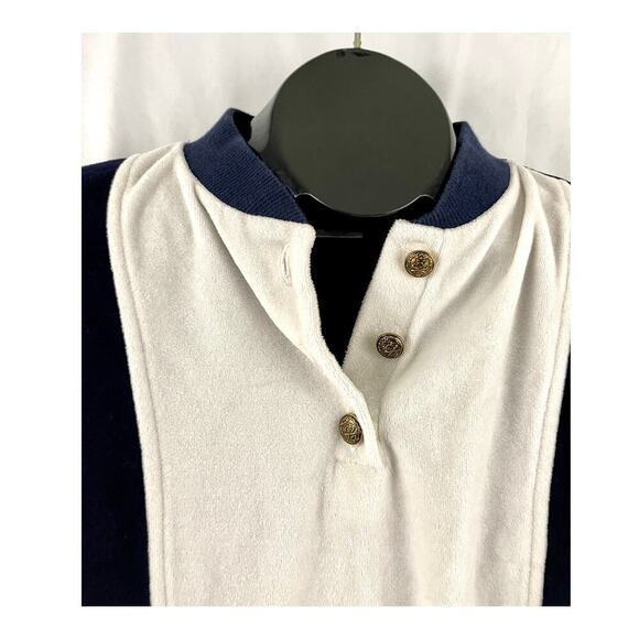 VTG Aileen Medium Blue Red White Top Blouse Classic USA Colorblock - Picture 5 of 10